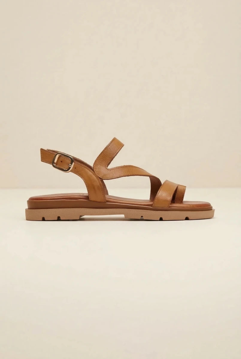 TFP - Leather Sandals Slanted Strap - Tan