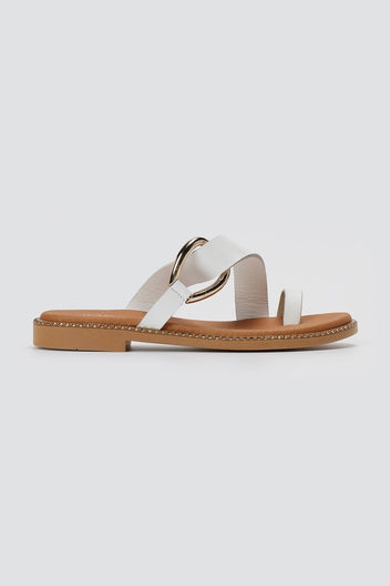 RAGAZZA - Leather Sandals - White Matte