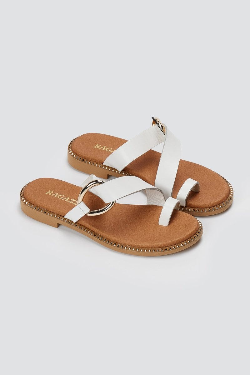 RAGAZZA - Leather Sandals - White Matte
