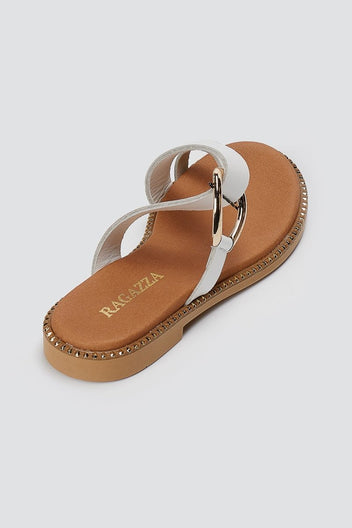 RAGAZZA - Leather Sandals - White Matte