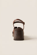 TFP - Leather Sandals with Ankle Strap - Brown Matte