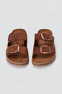 FANTASY SANDALS - Leather Sandals with Buckles - Brown Suede