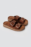 FANTASY SANDALS - Leather Sandals with Buckles - Brown Suede