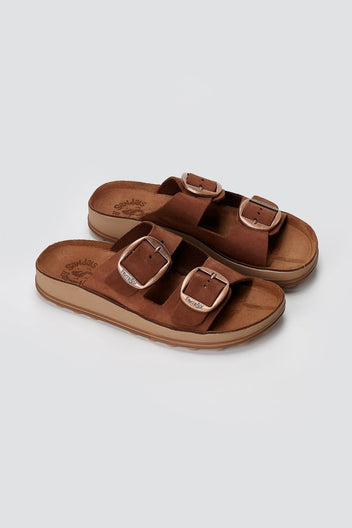FANTASY SANDALS - Leather Sandals with Buckles - Brown Suede