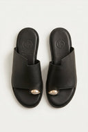 TFP - Leather Sandals with Rhinestones - Black Matte