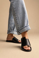 TFP - Leather Sandals with Rhinestones - Black Matte