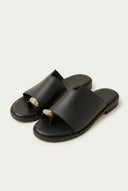 TFP - Leather Sandals with Rhinestones - Black Matte