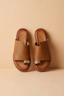 TFP - Leather Sandals with Rhinestones - Tan