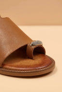 TFP - Leather Sandals with Rhinestones - Tan