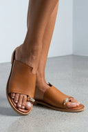 TFP - Leather Sandals with Rhinestones - Tan