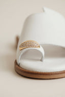 TFP - Leather Sandals with Rhinestones - White Matte
