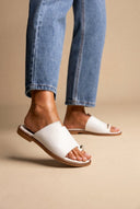 TFP - Leather Sandals with Rhinestones - White Matte
