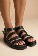 TFP - Leather Sandals with Straps - Black