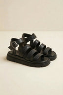 TFP - Leather Sandals with Straps - Black