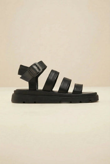 TFP - Leather Sandals with Straps - Black
