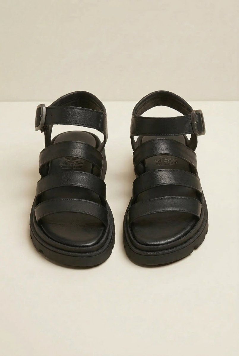 TFP - Leather Sandals with Straps - Black