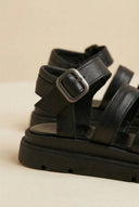 TFP - Leather Sandals with Straps - Black
