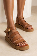 TFP - Leather Sandals with Straps - Tan