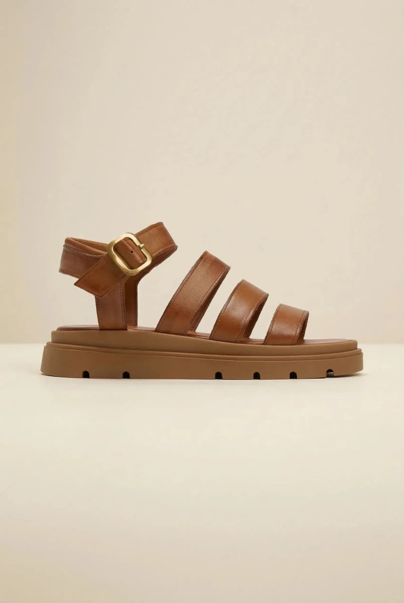 TFP - Leather Sandals with Straps - Tan
