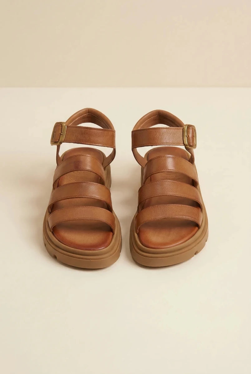 TFP - Leather Sandals with Straps - Tan