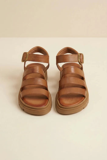TFP - Leather Sandals with Straps - Tan