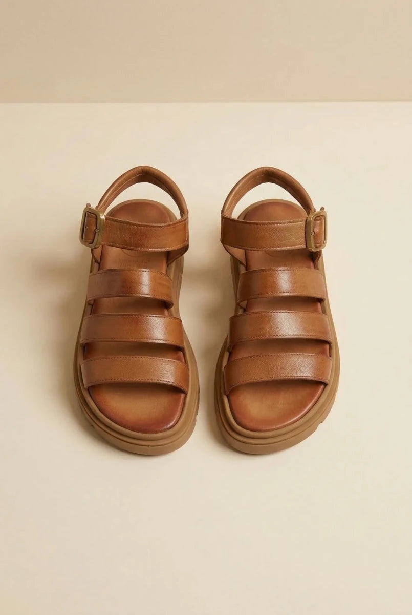 TFP - Leather Sandals with Straps - Tan