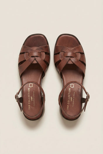 TFP - Leather Strappy Sandals - Brown Matte