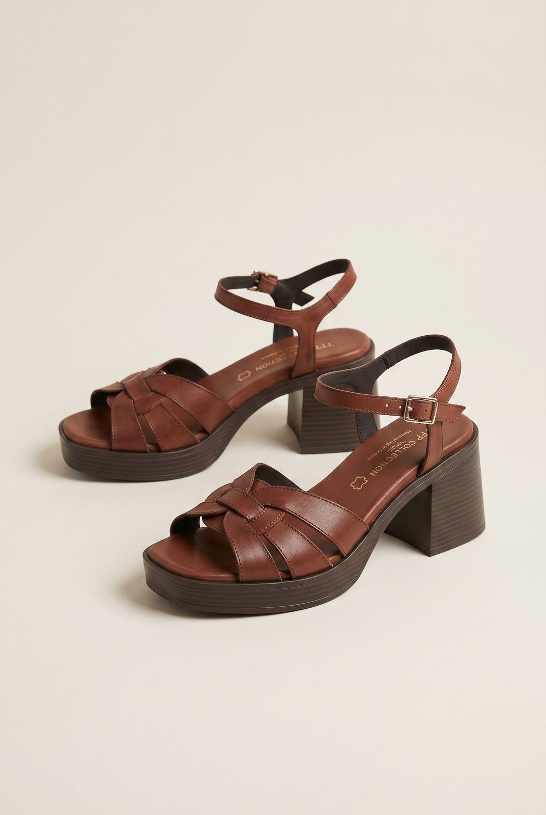 TFP - Leather Strappy Sandals - Brown Matte