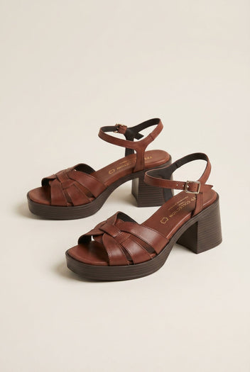 TFP - Leather Strappy Sandals - Brown Matte