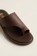 IRIS - Leather Toe Ring Sandals - Brown Matte