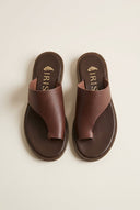 IRIS - Leather Toe Ring Sandals - Brown Matte