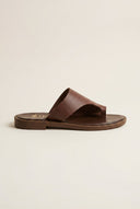 IRIS - Leather Toe Ring Sandals - Brown Matte