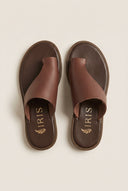 IRIS - Leather Toe Ring Sandals - Brown Matte
