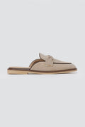 Ideal shoes - Loafer Mules Metal Detail - Taupe canvas