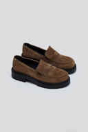 Loafers από δέρμα καστόρι Estil - Τάουπε - thefashionproject.gr - Estil
