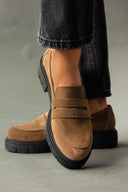 Loafers από δέρμα καστόρι Estil - Τάουπε - thefashionproject.gr - Estil