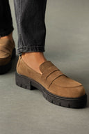 Loafers από δέρμα καστόρι Estil - Τάουπε - thefashionproject.gr - Estil