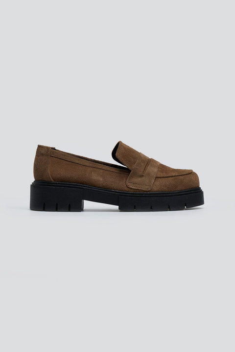 Suede Loafers - Taupe