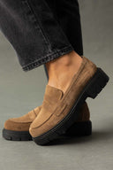 Loafers από δέρμα καστόρι Estil - Τάουπε - thefashionproject.gr - Estil