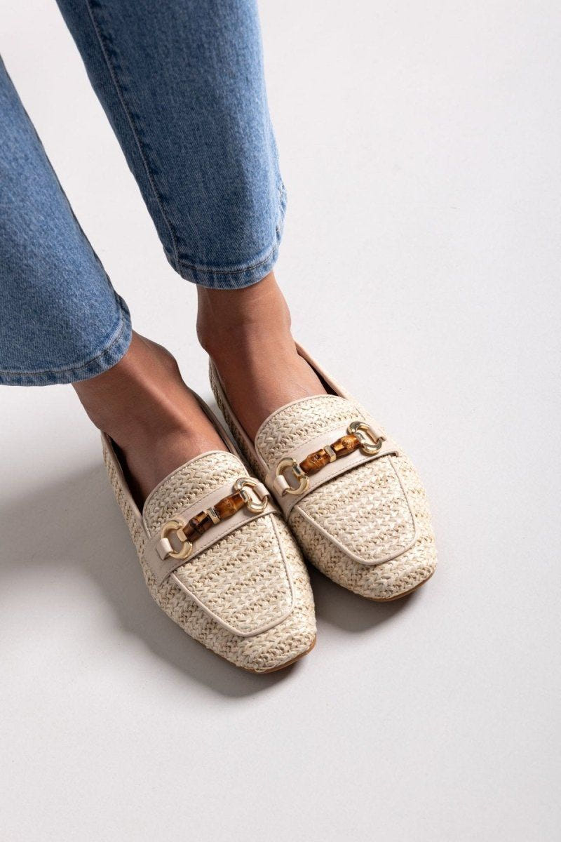 Loafers από ψάθα με πλεκτό σχέδιο Xti 143802 - Μπεζ - thefashionproject.gr - Xti Footwear