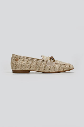 Loafers από ψάθα με πλεκτό σχέδιο Xti 143802 - Μπεζ - thefashionproject.gr - Xti Footwear
