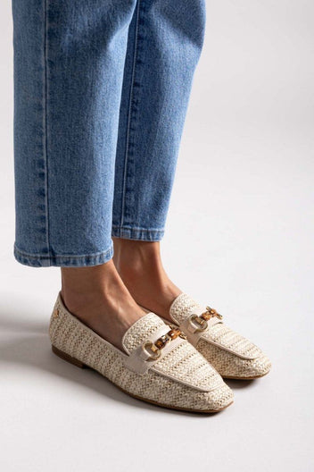 Loafers από ψάθα με πλεκτό σχέδιο Xti 143802 - Μπεζ - thefashionproject.gr - Xti Footwear