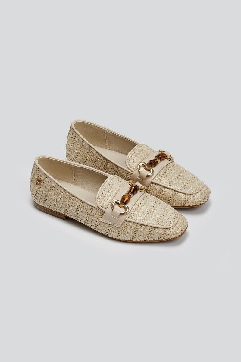 Loafers από ψάθα με πλεκτό σχέδιο Xti 143802 - Μπεζ - thefashionproject.gr - Xti Footwear