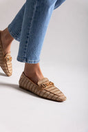 Loafers από ψάθα με πλεκτό σχέδιο Xti 143802 - Τάουπε - thefashionproject.gr - Xti Footwear