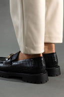 Loafers chunky με pattern κροκό CORINA - Μαύρο - thefashionproject.gr - CORINA