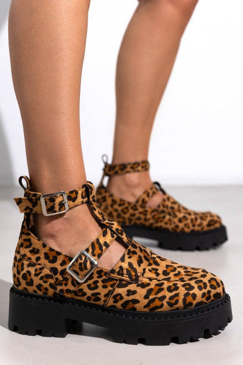 Loafers chunky suede με print TFP - Leopard - thefashionproject.gr - TFP