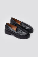 Loafers Croc Embossed - Black Croc - thefashionproject.gr - Bellucci