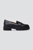 Loafers Croc Embossed - Black Croc - thefashionproject.gr - Bellucci