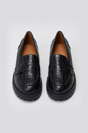 Loafers Croc Embossed - Black Croc - thefashionproject.gr - Bellucci