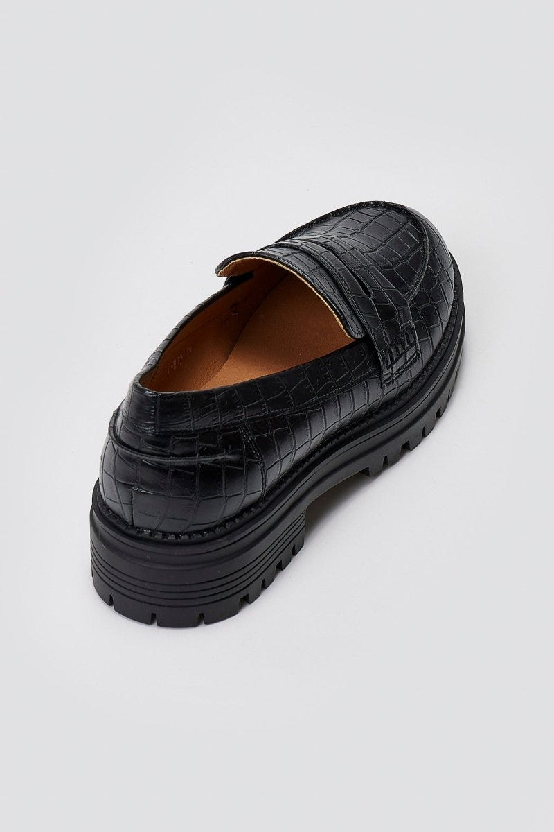 Loafers Croc Embossed - Black Croc - thefashionproject.gr - Bellucci